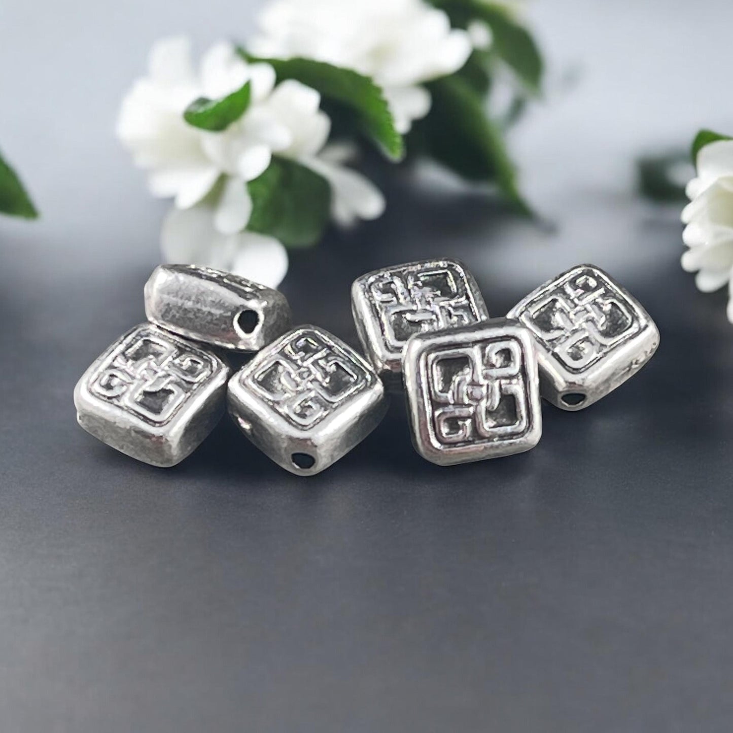 TierraCast 7mm Celtic Knot Bead, Antiqued Silver Plated Pewter (PF/760-77) * Qty. 6