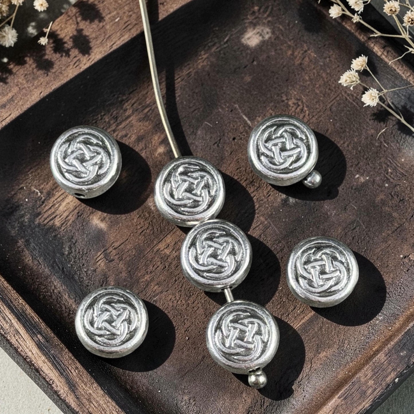 TierraCast 7mm Celtic Knot Bead, Antiqued Silver Plated Pewter (PF/758-77) * Qty. 6
