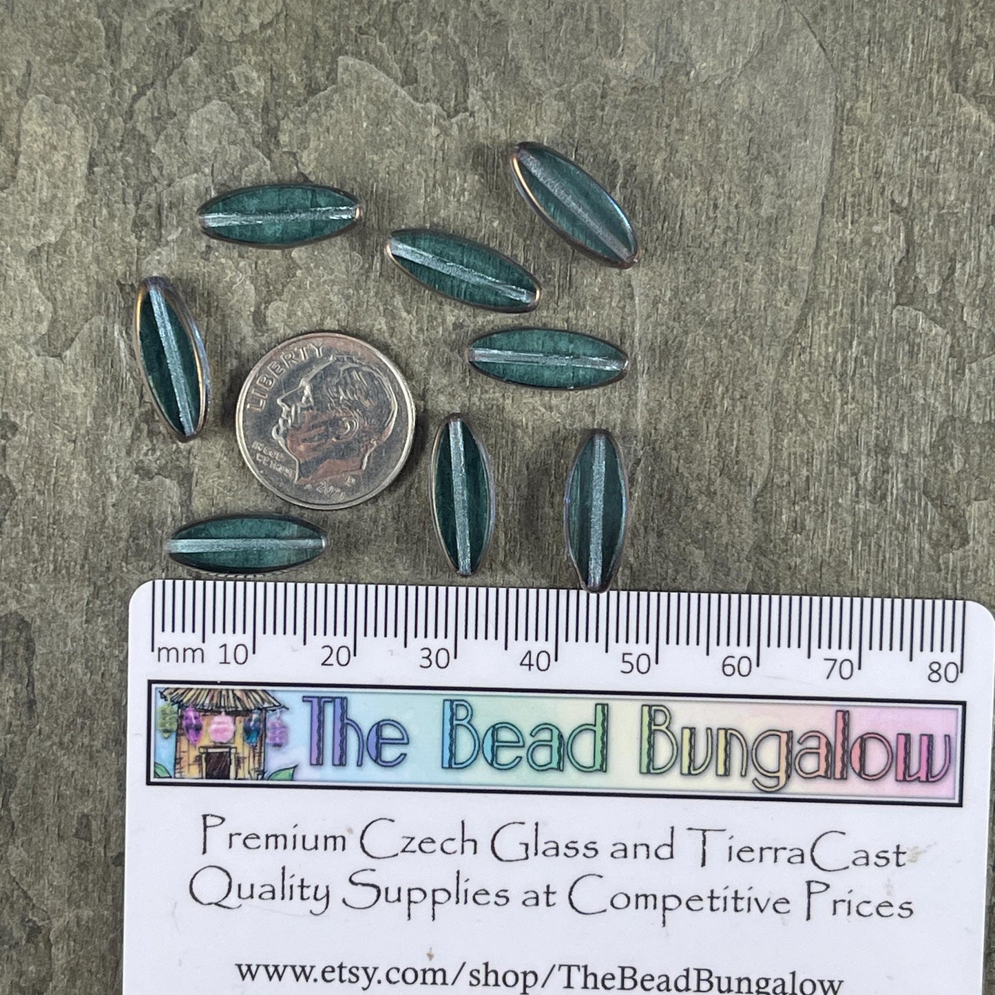 Czech Glass Beads - 16x6mm Table Cut Spindle, Transparent Blue with Bronze Picasso (Spndl-TB) * 8 Beads