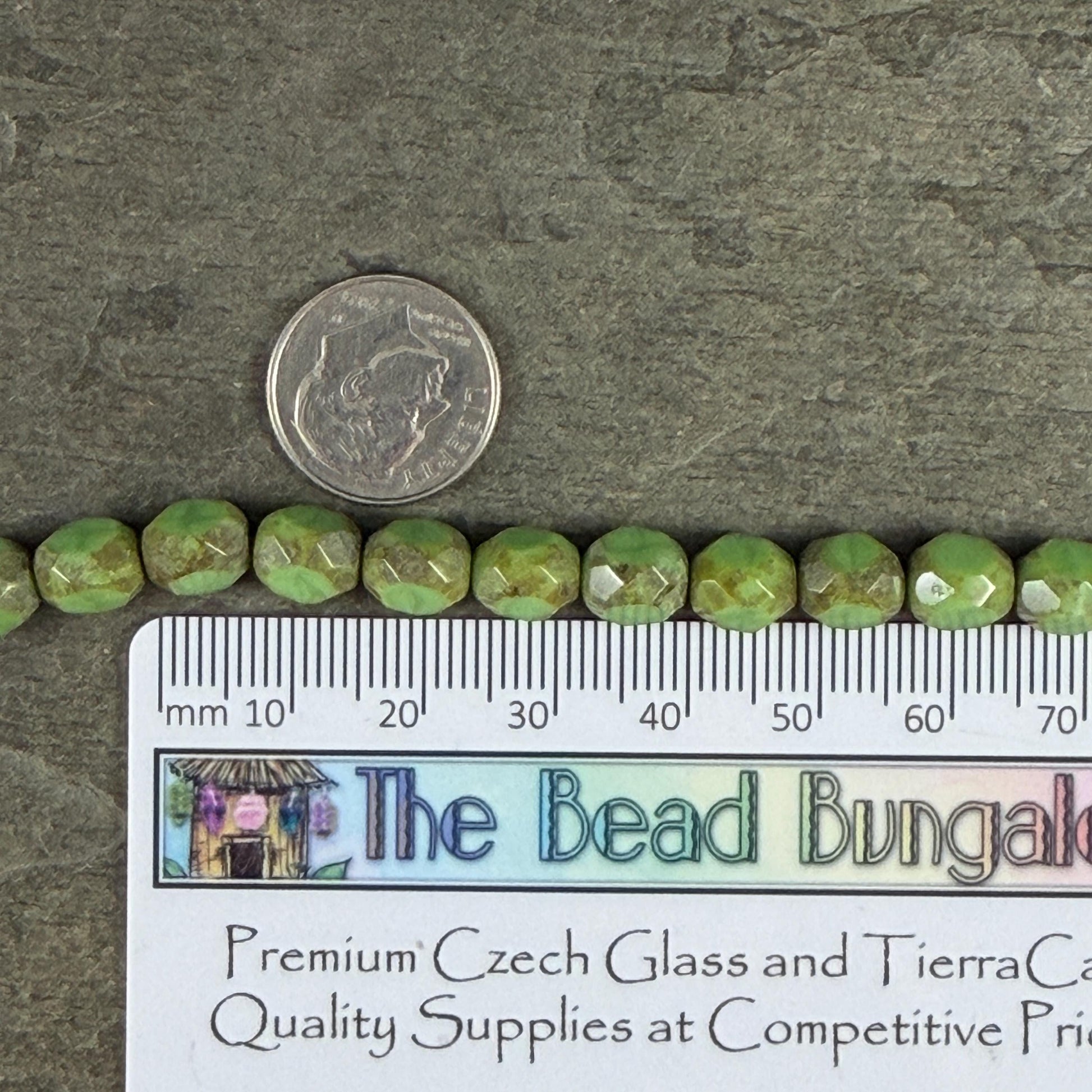 Czech Glass Beads - 8mm Faceted Round, Lime Green Picasso (TCFR-Lime) * 16 Beads