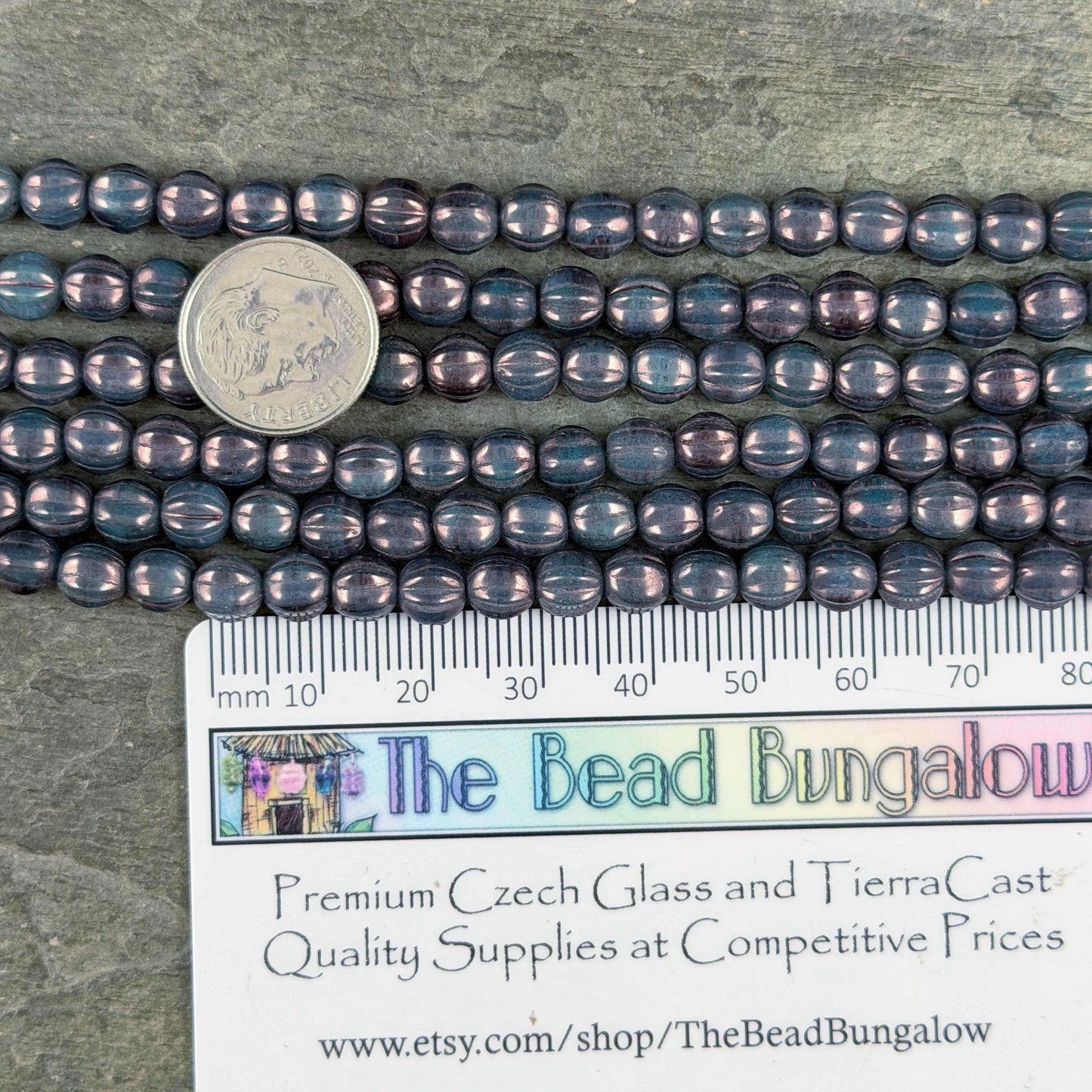 Czech Glass, 6mm Melon, Midnight Blue with Indigo Wash (ML6/87) * Qty. 25