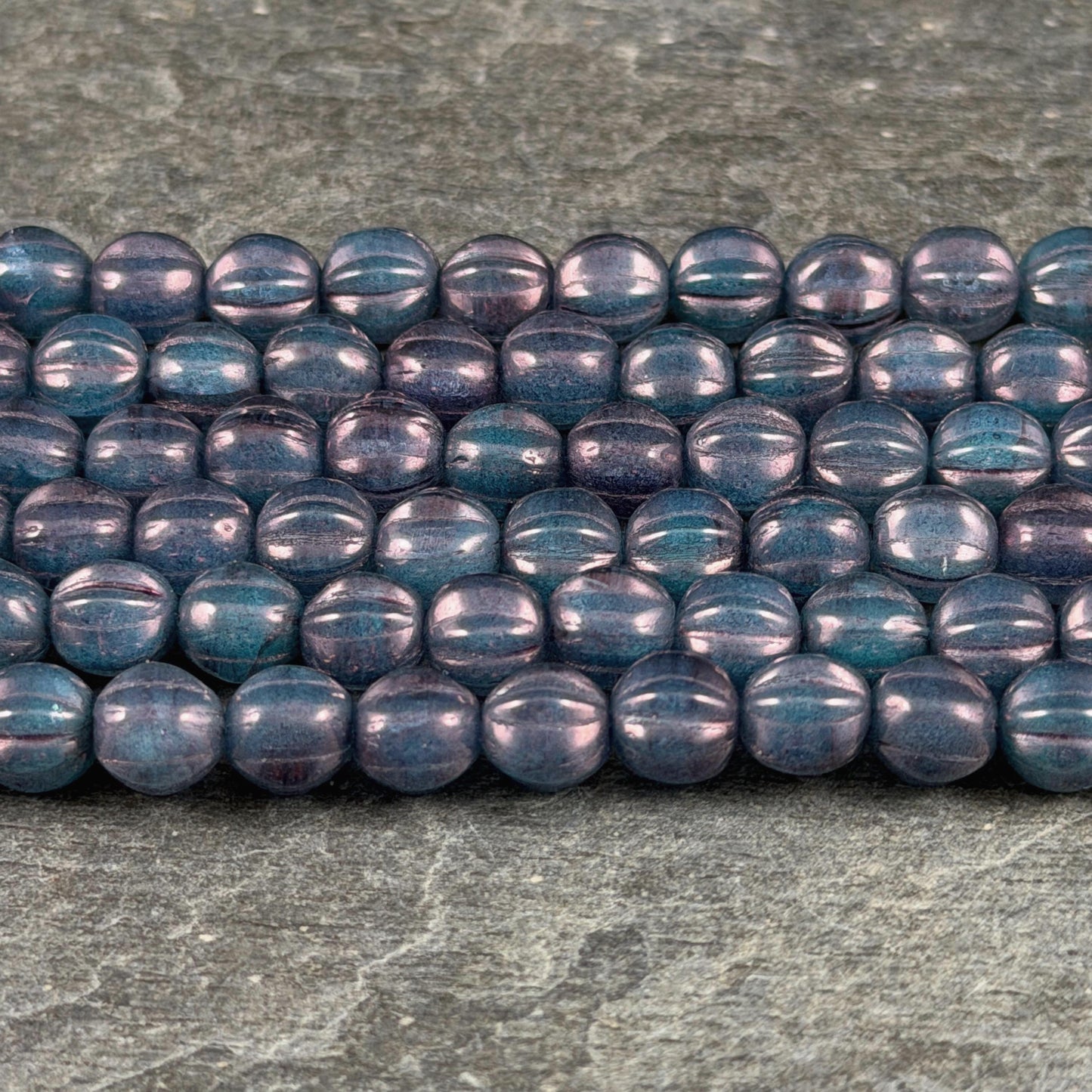 Czech Glass, 6mm Melon, Midnight Blue with Indigo Wash (ML6/87) * Qty. 25