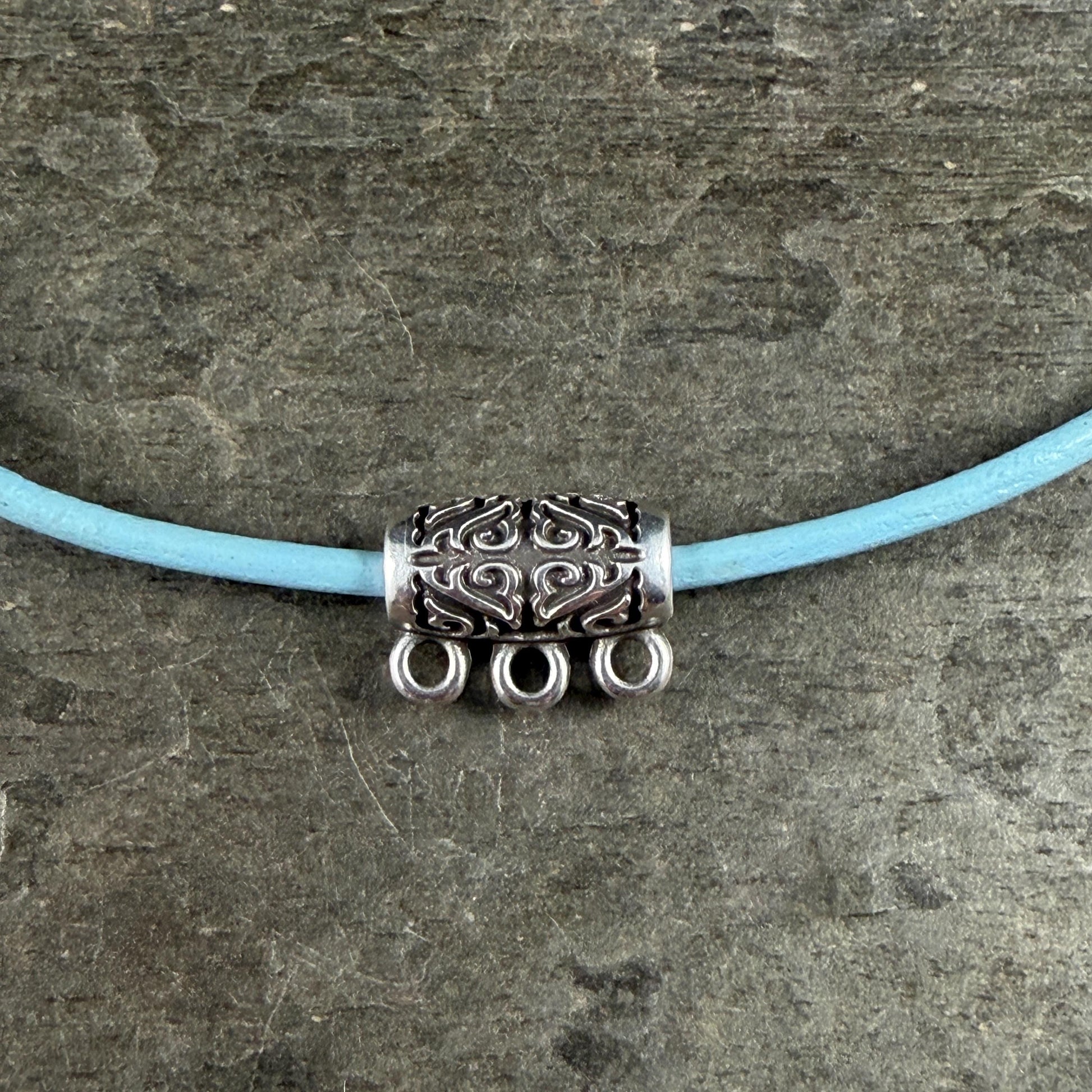 Ornate Bail Bead with 3 loops and 2.2mm Hole, Antiqued Silver Plated (PF/15446-77) * Qty. 4