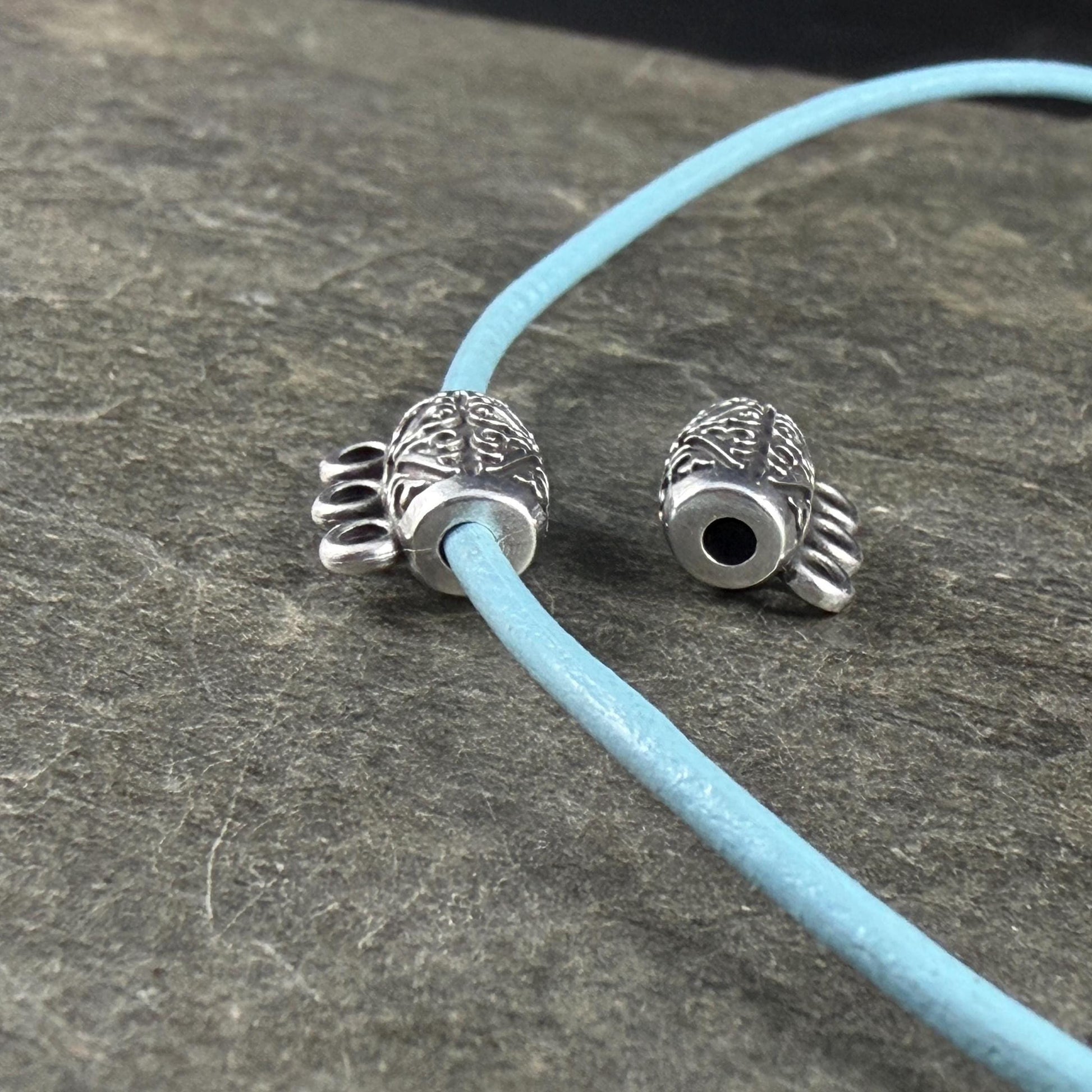 Ornate Bail Bead with 3 loops and 2.2mm Hole, Antiqued Silver Plated (PF/15446-77) * Qty. 4