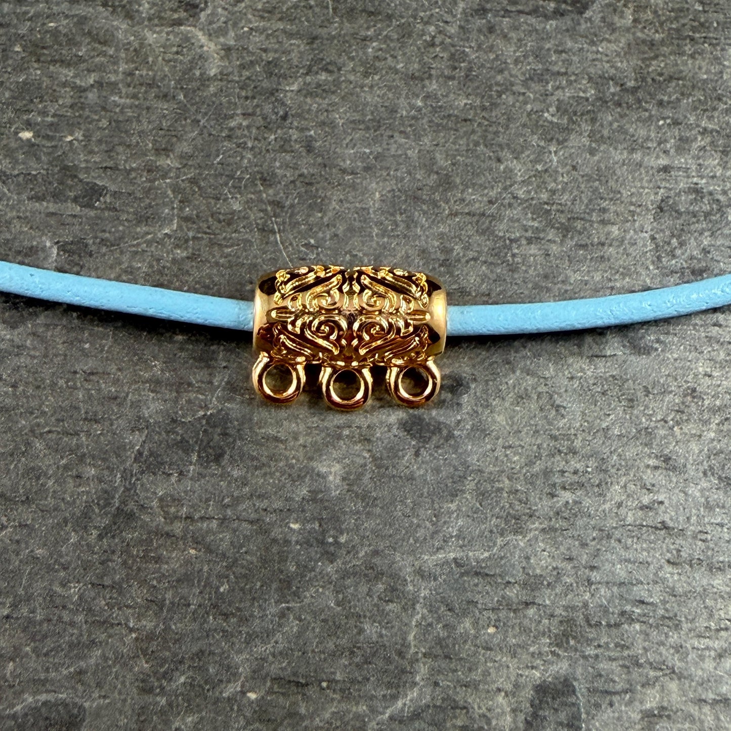 Ornate Bail Bead with 3 loops and 2.2mm Hole, 24k Gold Plated, Nickel Free (PF/15446-12) * Qty. 2