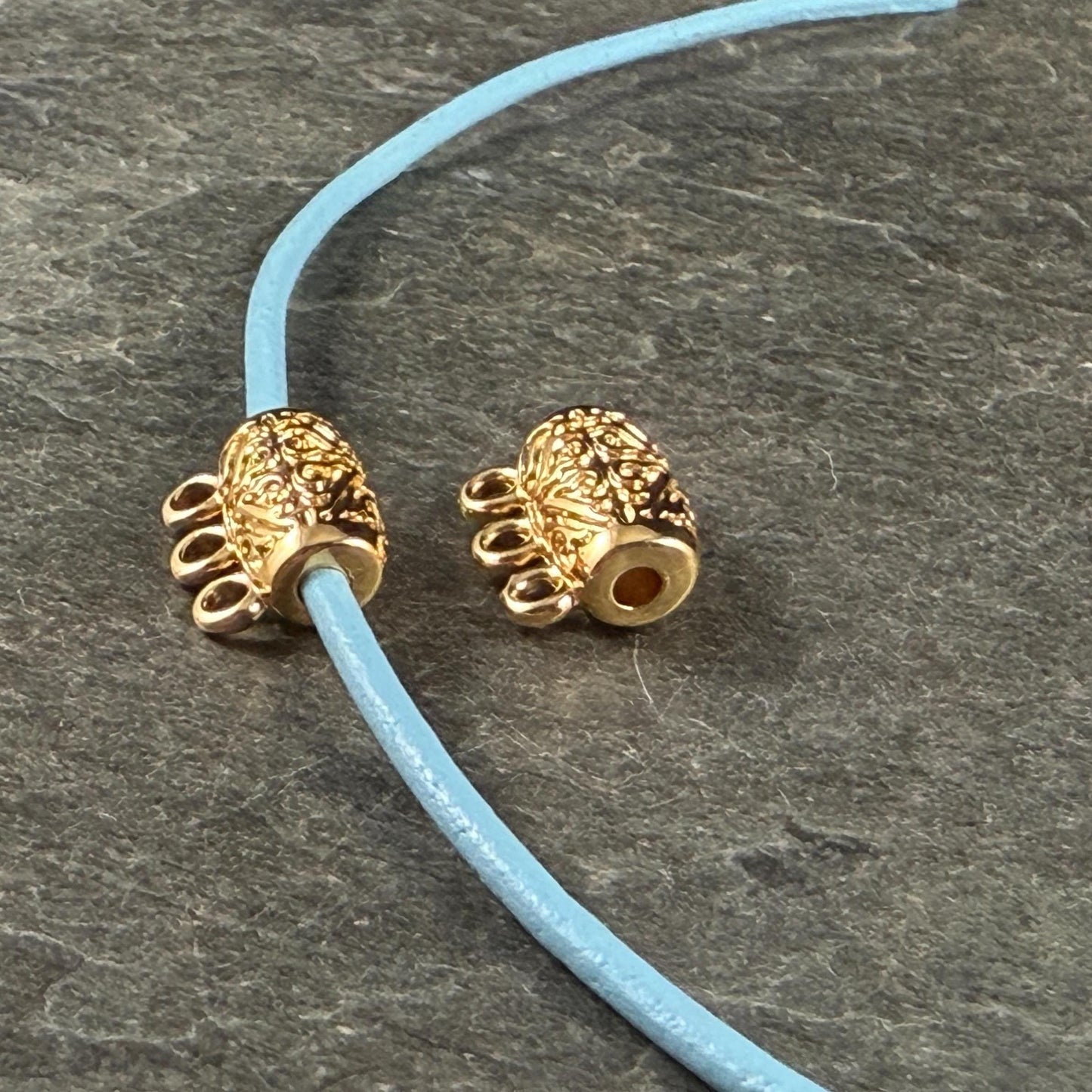Ornate Bail Bead with 3 loops and 2.2mm Hole, 24k Gold Plated, Nickel Free (PF/15446-12) * Qty. 2