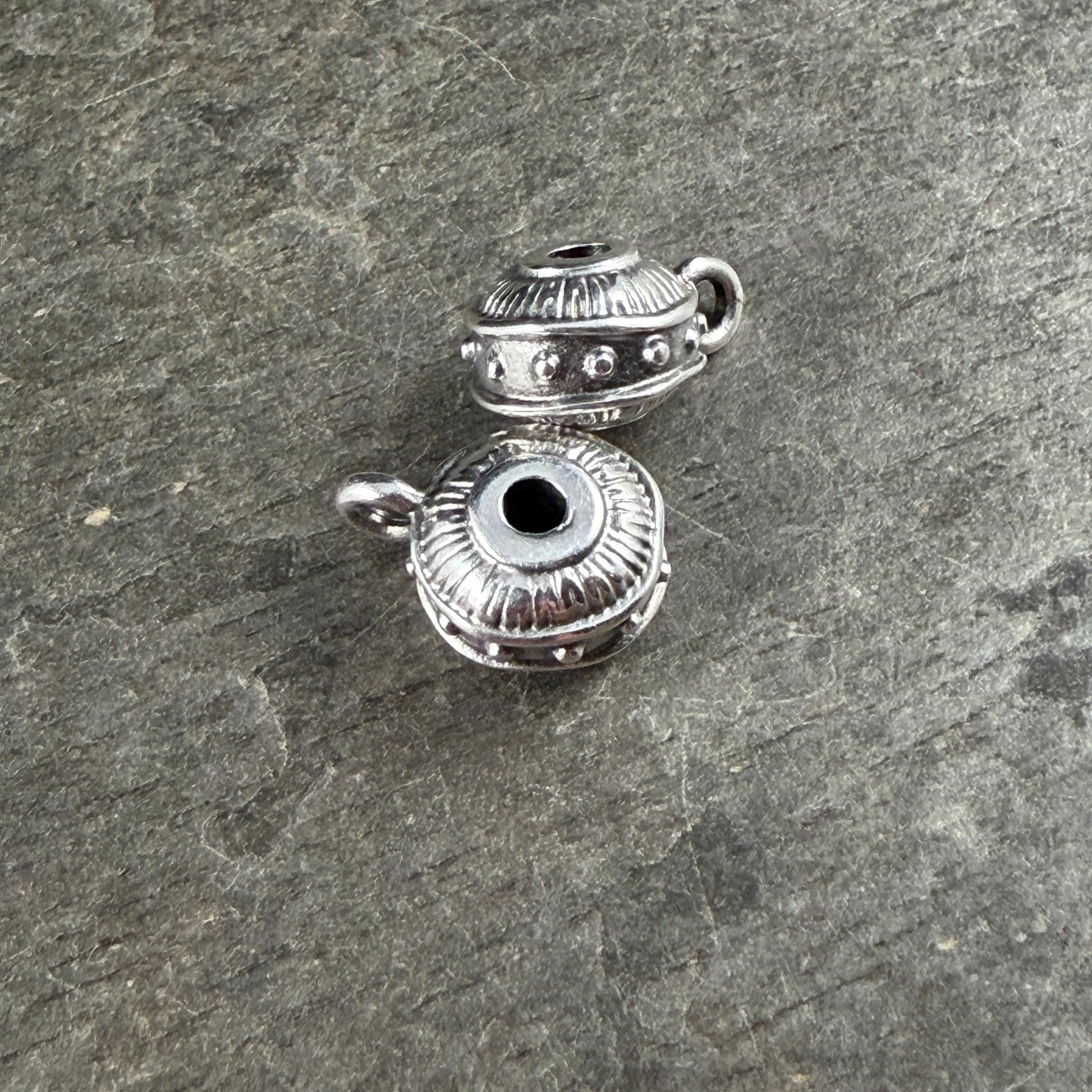 Bail Bead with loop and 2.2mm Hole, Antiqued Silver Plated (PF/15447-77) * Qty. 4