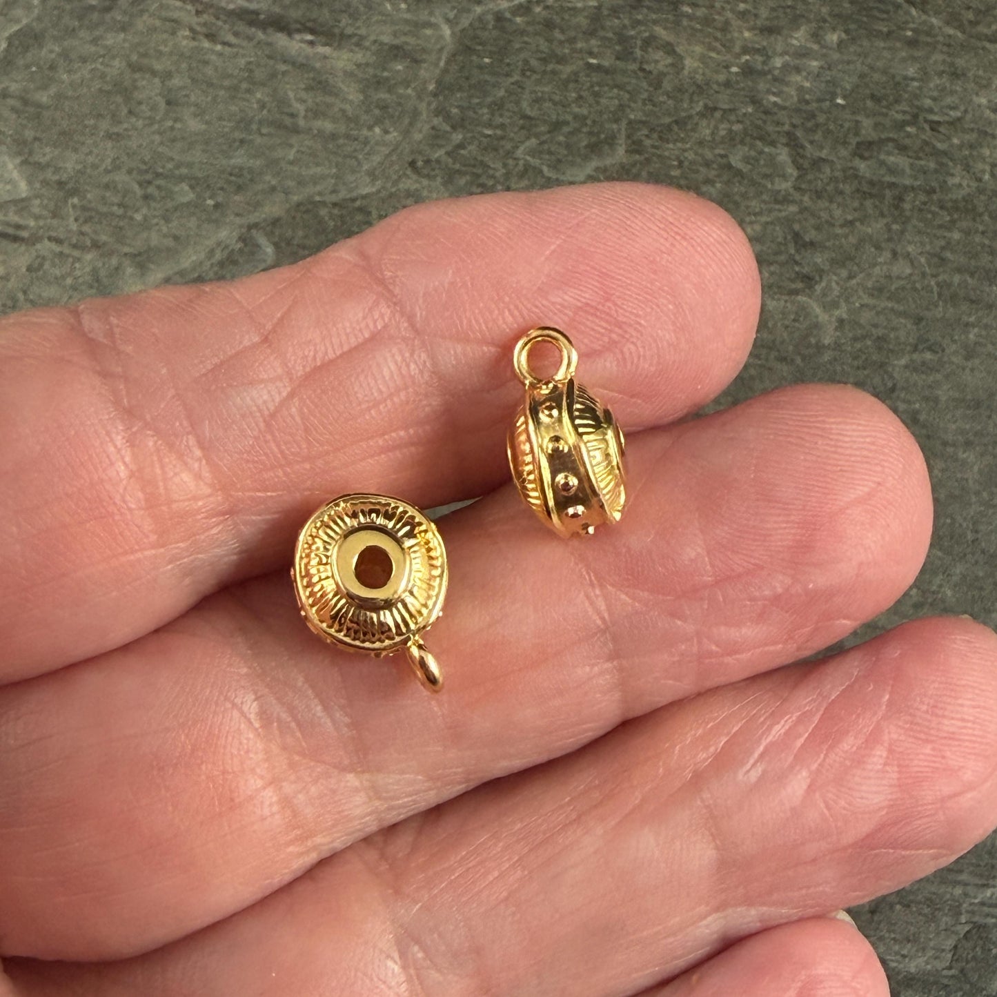 Bail Bead with Loop and 2.2mm Hole, 24k Gold Plated, Nickel Free (PF/15447-12) * Qty. 3