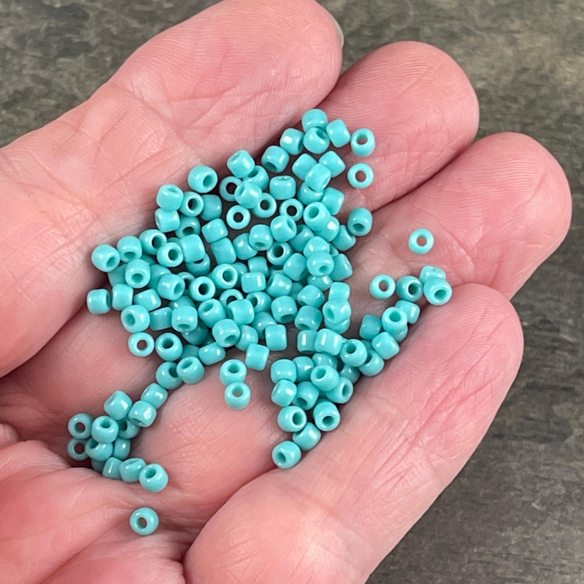TOHO 8/0 Glass Seed Beads, Opaque Turquoise Beads (T8/SM-055) 2.25mm Turquoise Beads * Qty. 20 grams
