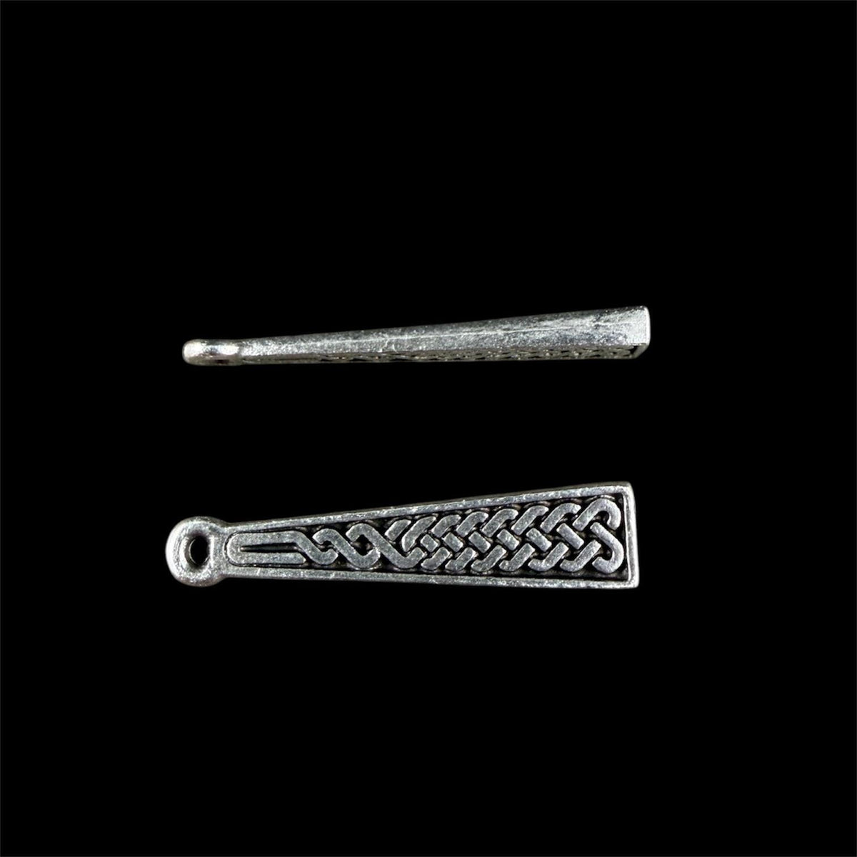 TierraCast Celtic Braid Charms, 25.5x5.5mm, Antiqued Silver (PF/433-77) * Qty. 4