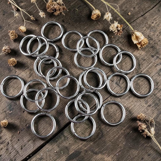 10mm Round Jump Rings, 18g Open, Rhodium Plated Brass (TC/0026-61) *