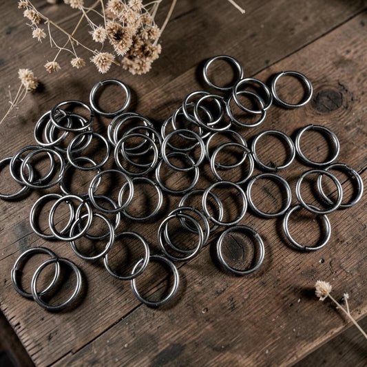 10mm Round Jump Rings, 18g Open, Gunmetal Black Plated Brass (TC/0026-13) * Qty. 50