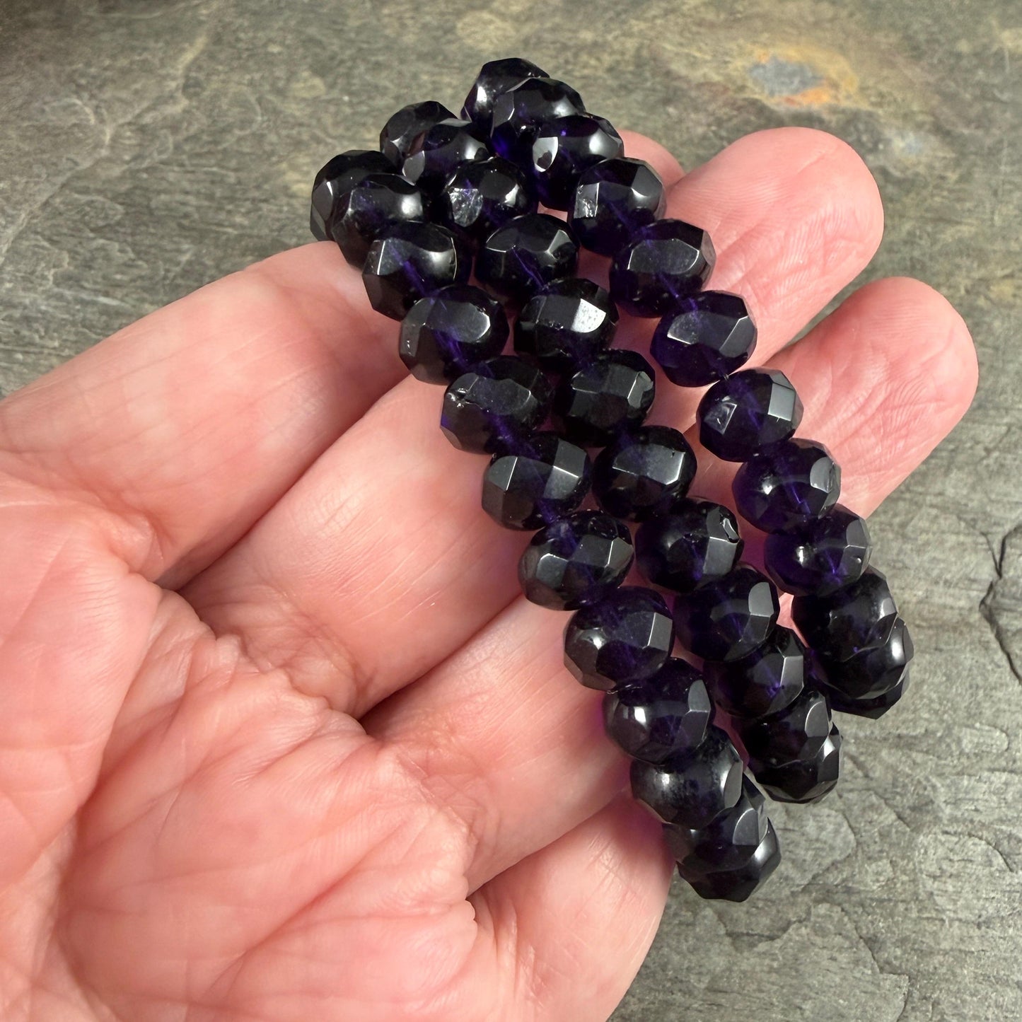 Czech Glass - 8x6mm Faceted Rondelle, Dark Purple Tanzanite (R8/RJ-0430) * 25 Beads
