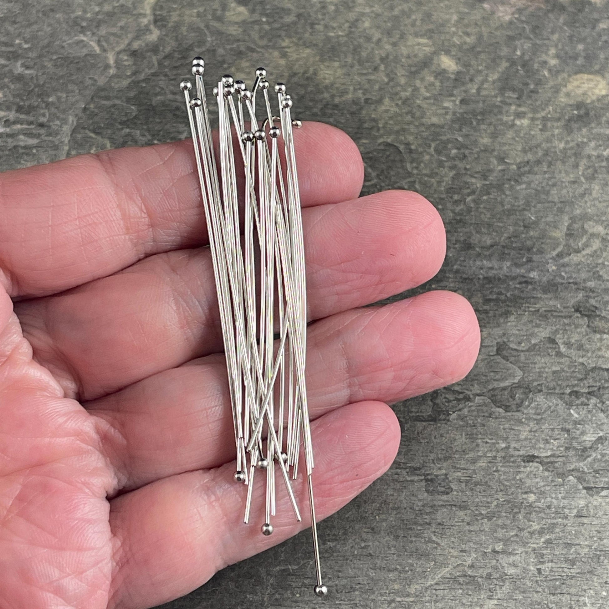 Antiqued Silver Ball Headpins - 2-1/4" 21g Platinum Plated Brass (YW0002-26C-P) * Qty. 100