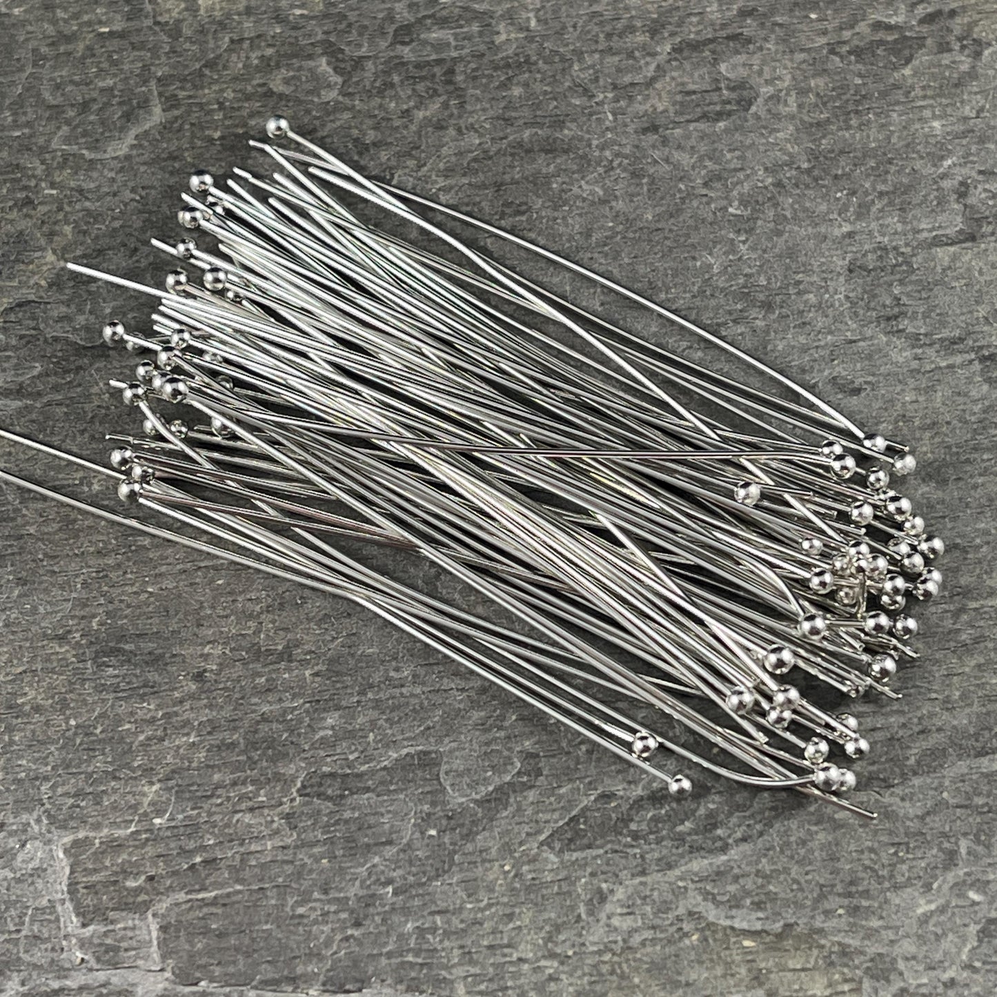 Antiqued Silver Ball Headpins - 2-1/4" 21g Platinum Plated Brass (YW0002-26C-P) * Qty. 100