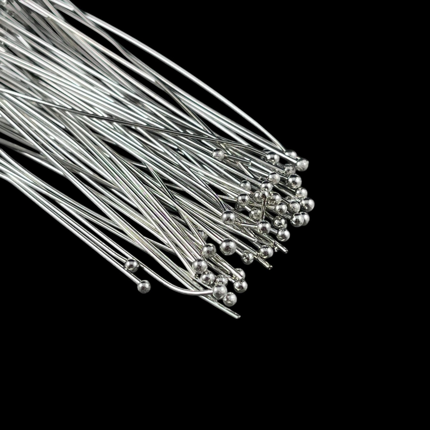 Antiqued Silver Ball Headpins - 2-1/4" 21g Platinum Plated Brass (YW0002-26C-P) * Qty. 100