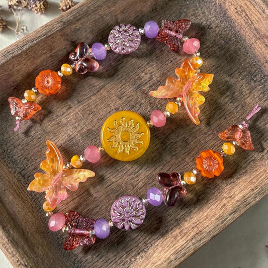 Exclusive Bead Bungalow Mix - Butterflies and Flowers, Nature Theme Glass Beads (CBF418.09)
