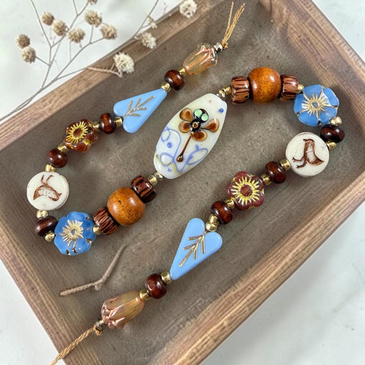 Exclusive Bead Bungalow Mix - Blue and Brown Nature Theme Beads (CBS418.21)
