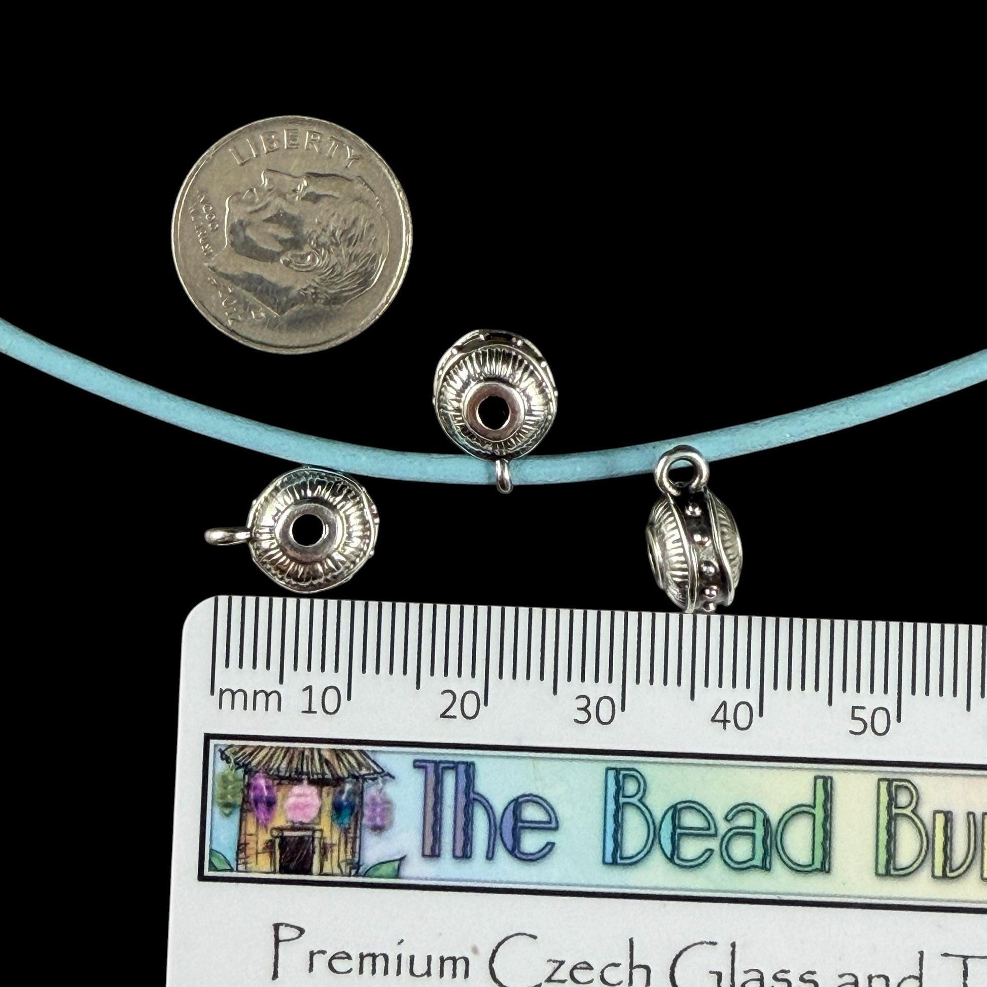 Bail Bead with loop and 2.2mm Hole, Antiqued Silver Plated (PF/15447-77) * Qty. 4