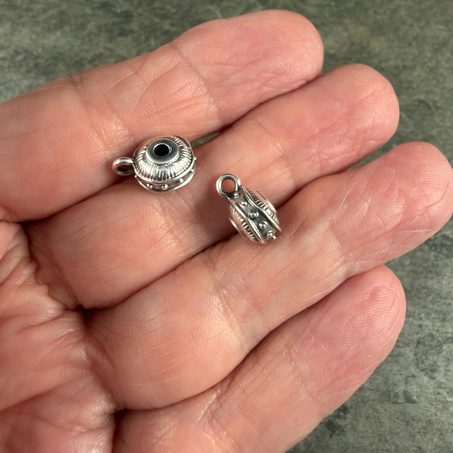 Bail Bead with loop and 2.2mm Hole, Antiqued Silver Plated (PF/15447-77) * Qty. 4