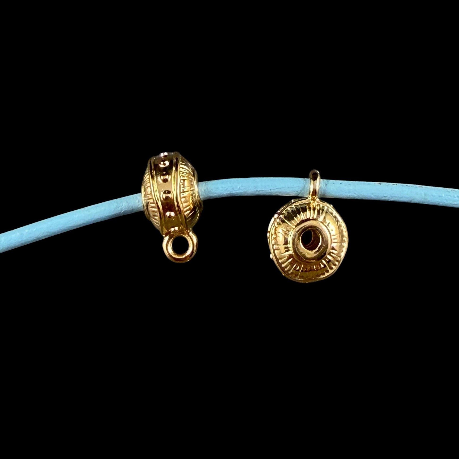 Bail Bead with Loop and 2.2mm Hole, 24k Gold Plated, Nickel Free (PF/15447-12) * Qty. 3