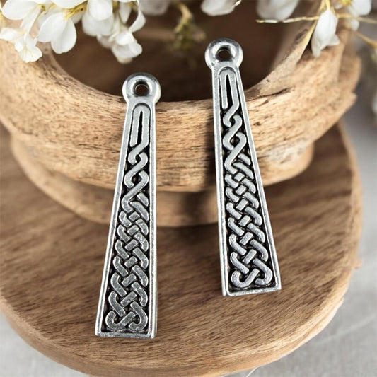 TierraCast Celtic Braid Charms, 25.5x5.5mm, Antiqued Silver (PF/433-77) * Qty. 4