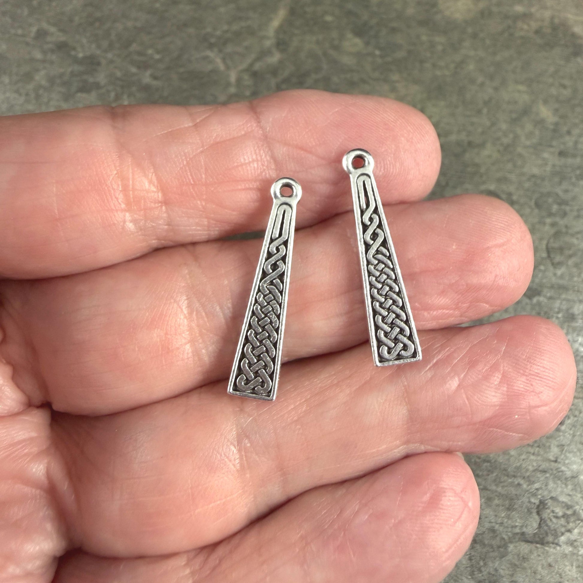 TierraCast Celtic Braid Charms, 25.5x5.5mm, Antiqued Silver (PF/433-77) * Qty. 4