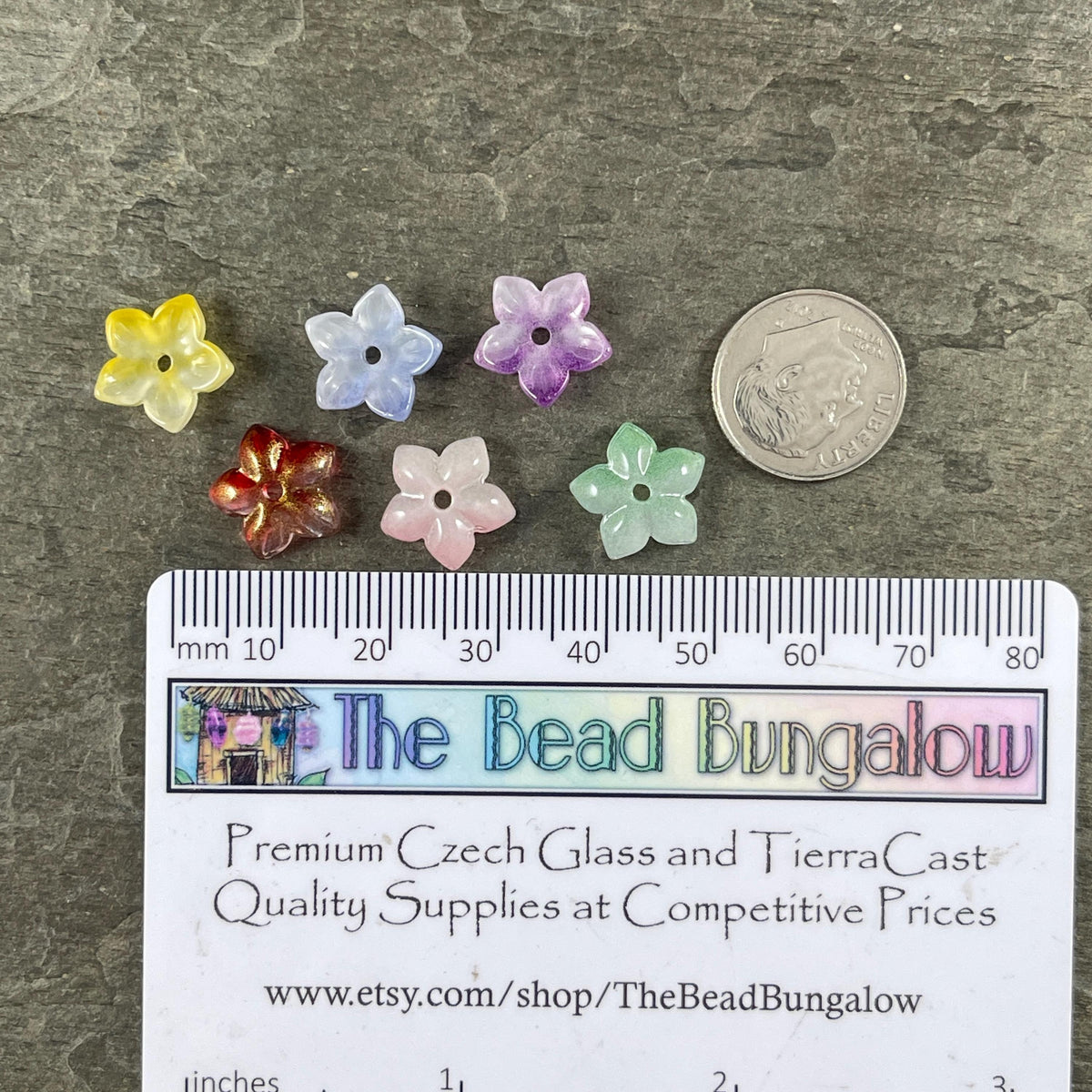 5-Petal Flower Bead Caps - 12mm, Multi-Colored Pastel Mix (FBC-3) * Qty. 24