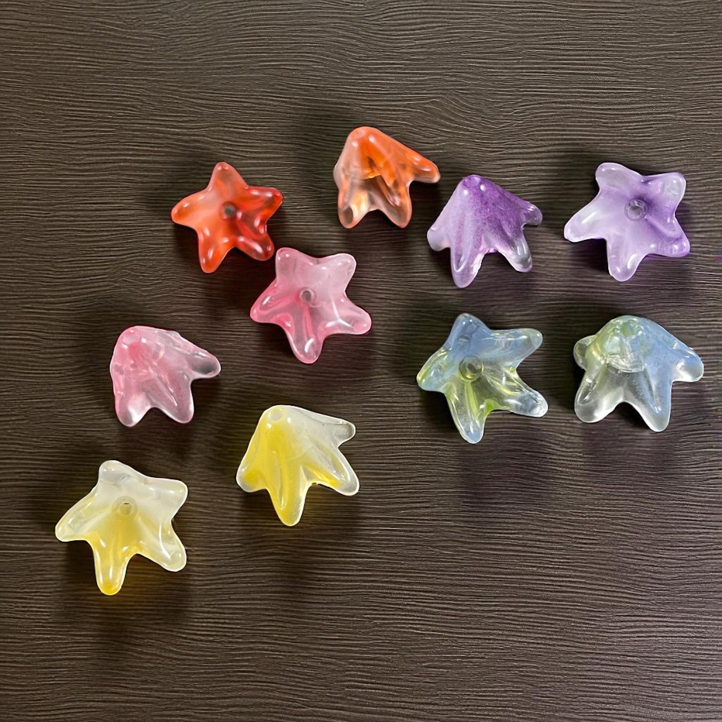 5-Petal Flower Bead Caps - 12mm Tapered Cone Glass Bead, Multi-Colored Mix (CBC-1) * Qty. 20