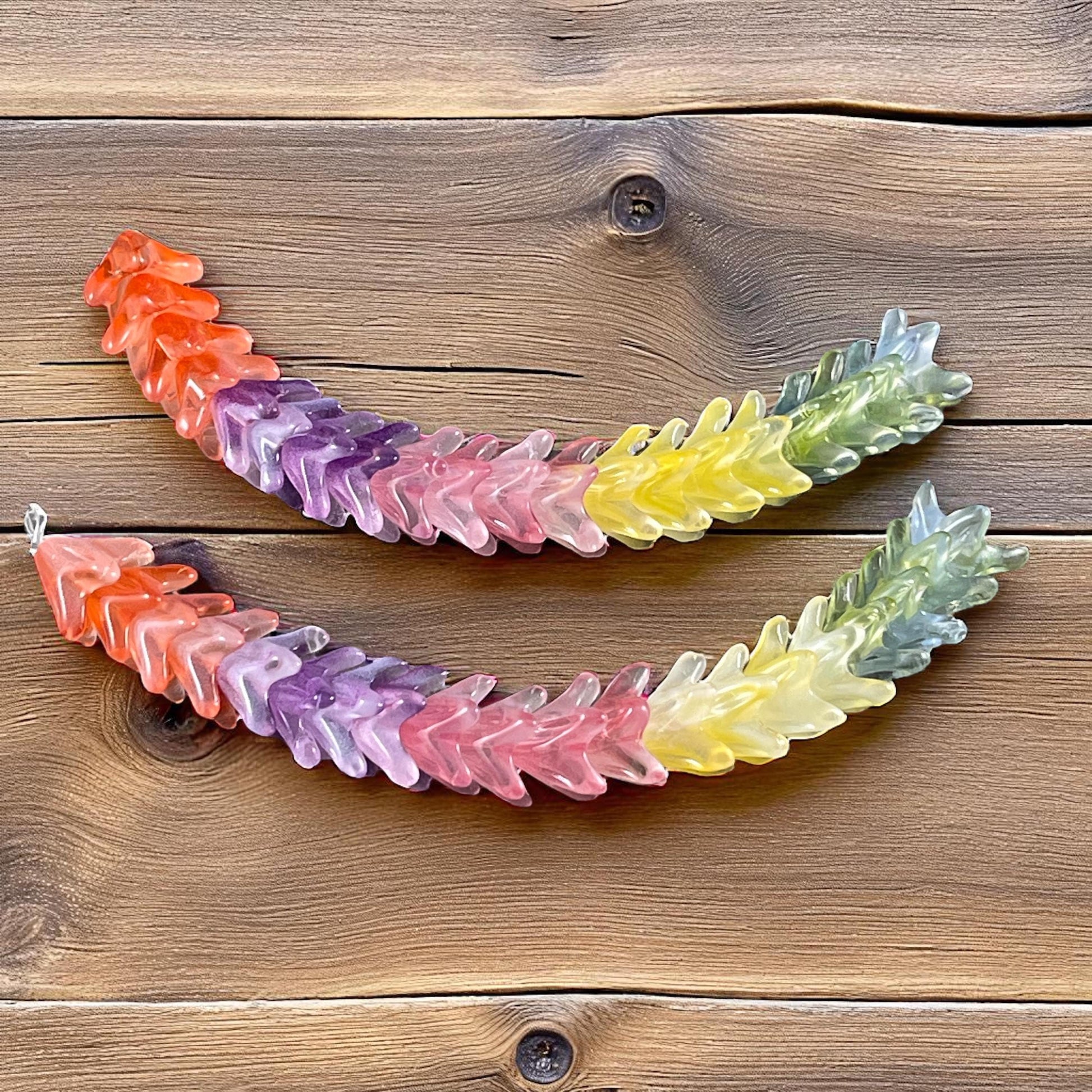 5-Petal Flower Bead Caps - 12mm Tapered Cone Glass Bead, Multi-Colored Mix (CBC-1) * Qty. 20