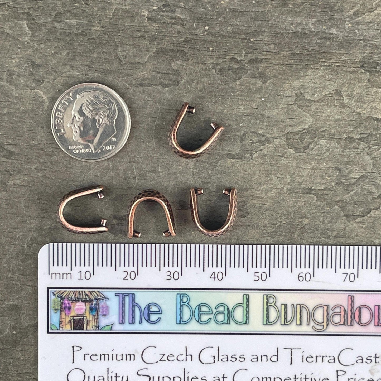 TierraCast Antiqued Copper 11mm Hammered Pinch Bail (PF/875-87) * Qty. 4