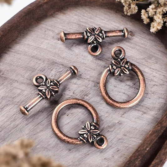 TierraCast Toggle Clasp, Large Leaf Design Toggle, Antiqued Copper Clasp (PF/942-87) * Qty. 2