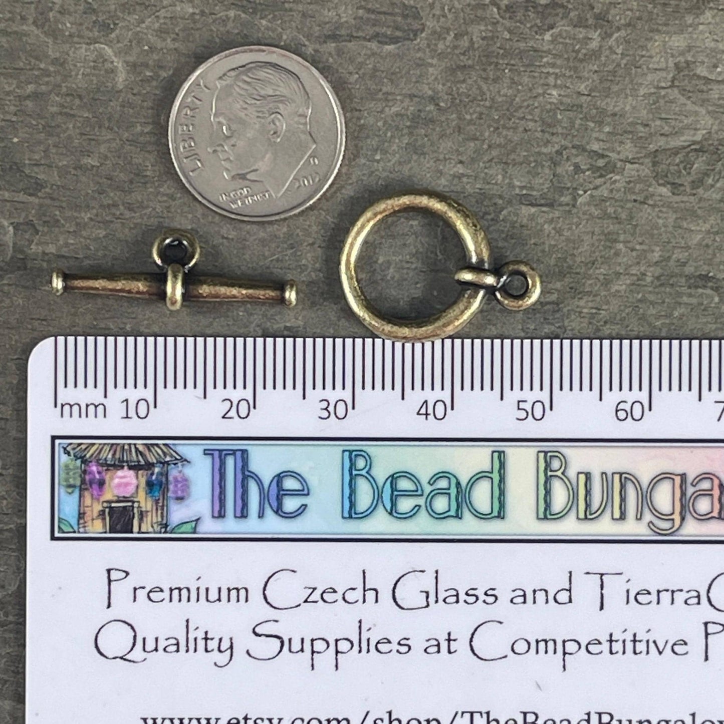 TierraCast Large Tapered Bar Toggle Clasp, Antiqued Brass Plated Pewter (PF/946-57) * Qty. 2