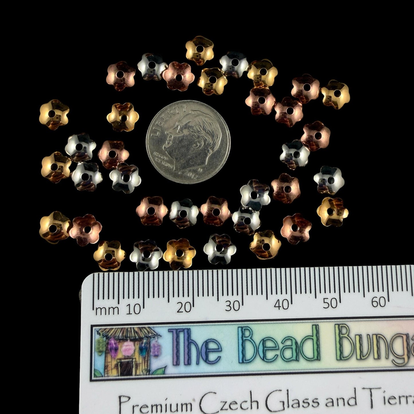 6mm Smooth Petal Bead Caps - Copper Plated, Gold Plated or Silver Plated (BC-7267) * Qty. 36