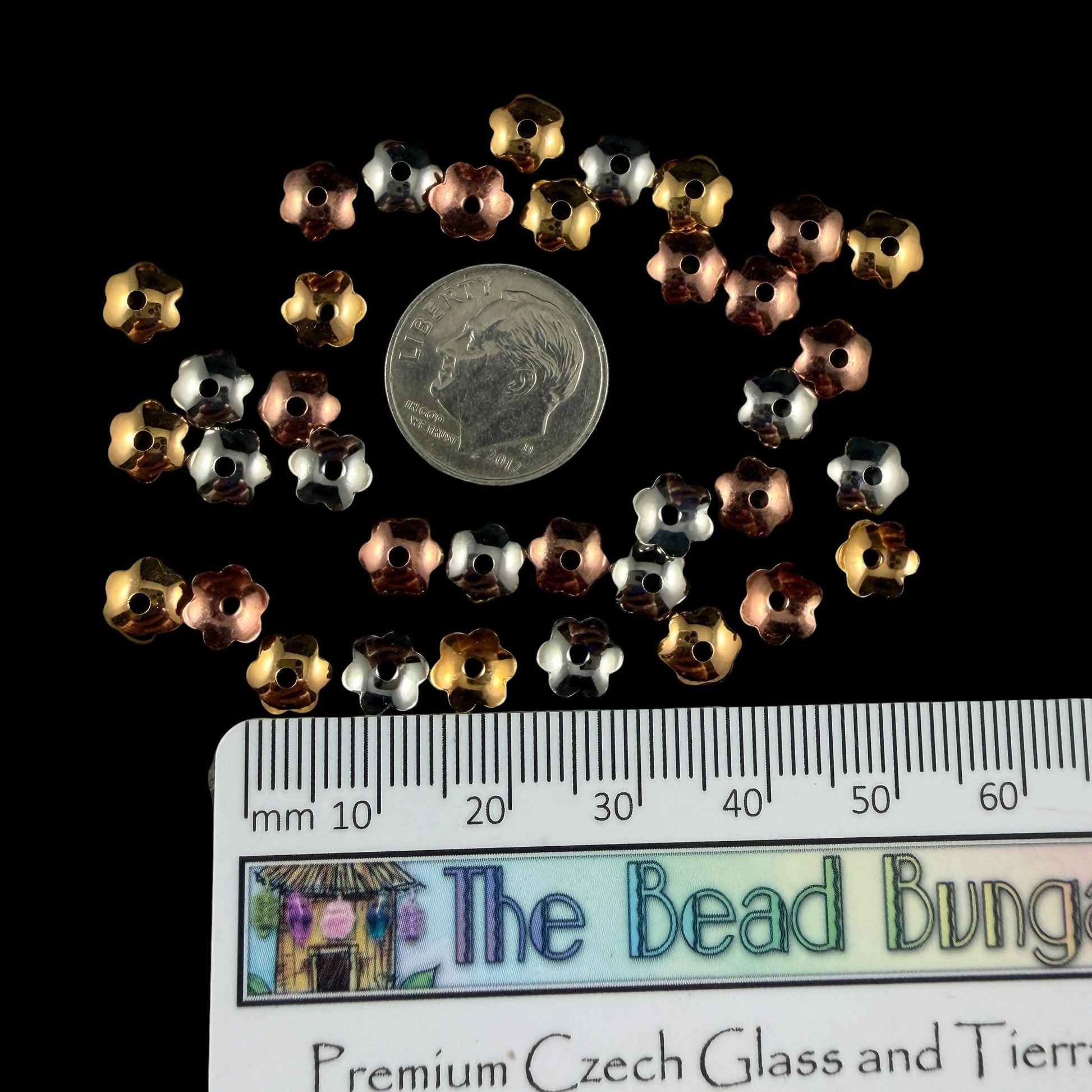 6mm Smooth Petal Bead Caps - Copper Plated, Gold Plated or Silver Plated (BC-7267) * Qty. 36