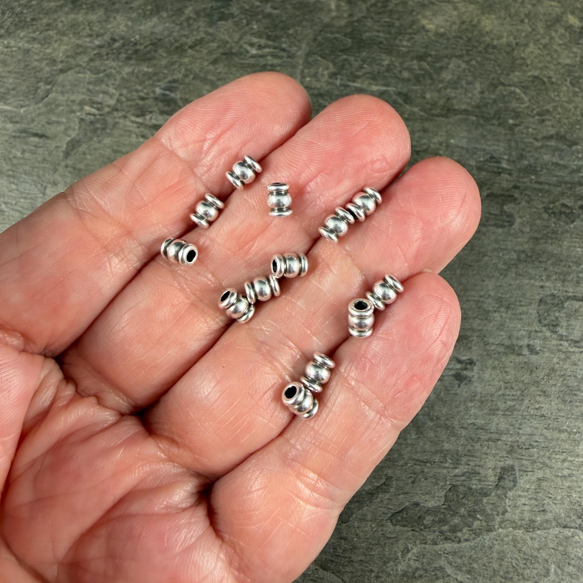 5x4mm Contoured Tube Bead, Antiqued Silver Plated Brass (PF/951-40-77) * Qty. 20