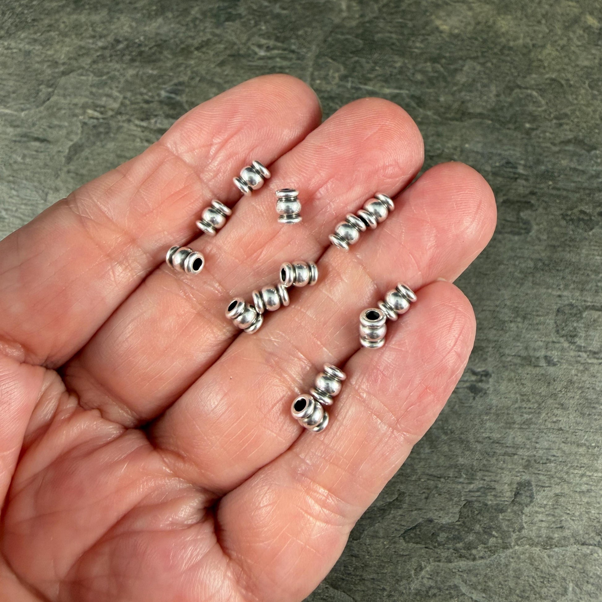 5x4mm Contoured Tube Bead, Antiqued Silver Plated Brass (PF/951-40-77) * Qty. 20