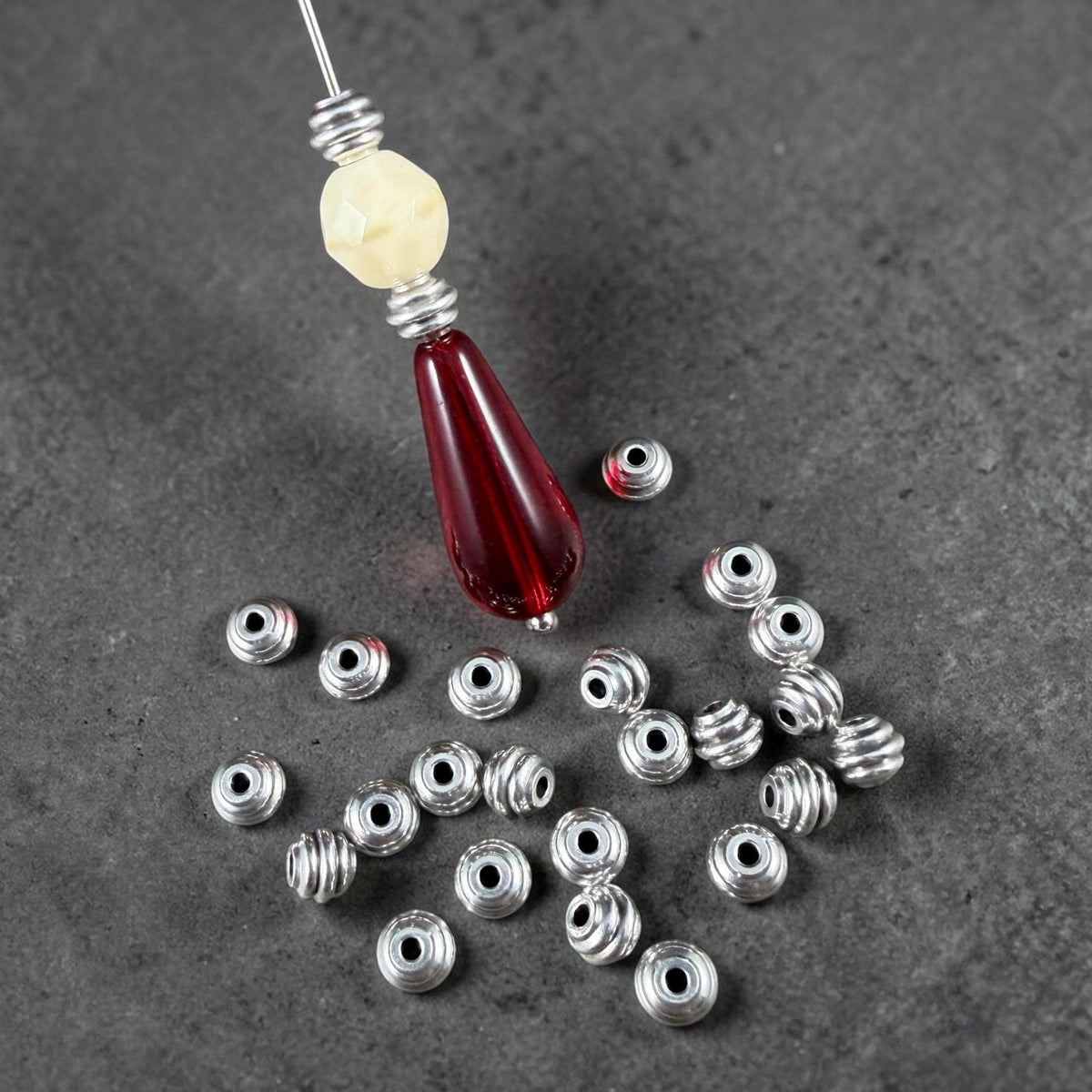 4x5mm Stepped Bicone Bead, Antiqued Silver Plated Brass (PF/971-50-77) * Qty. 20