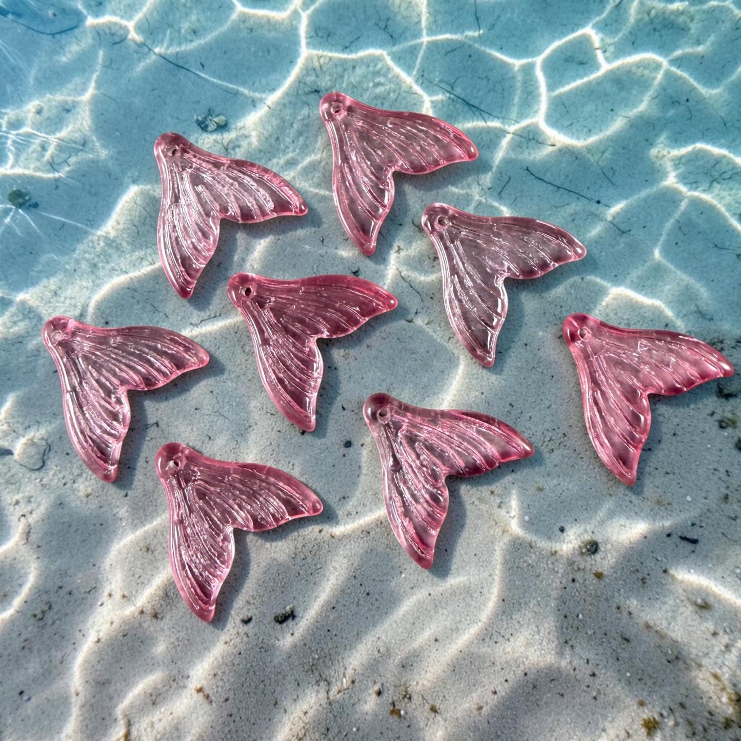 Mermaid Tail, Pink Glass Whale Tail, Charms for Earrings * See Options