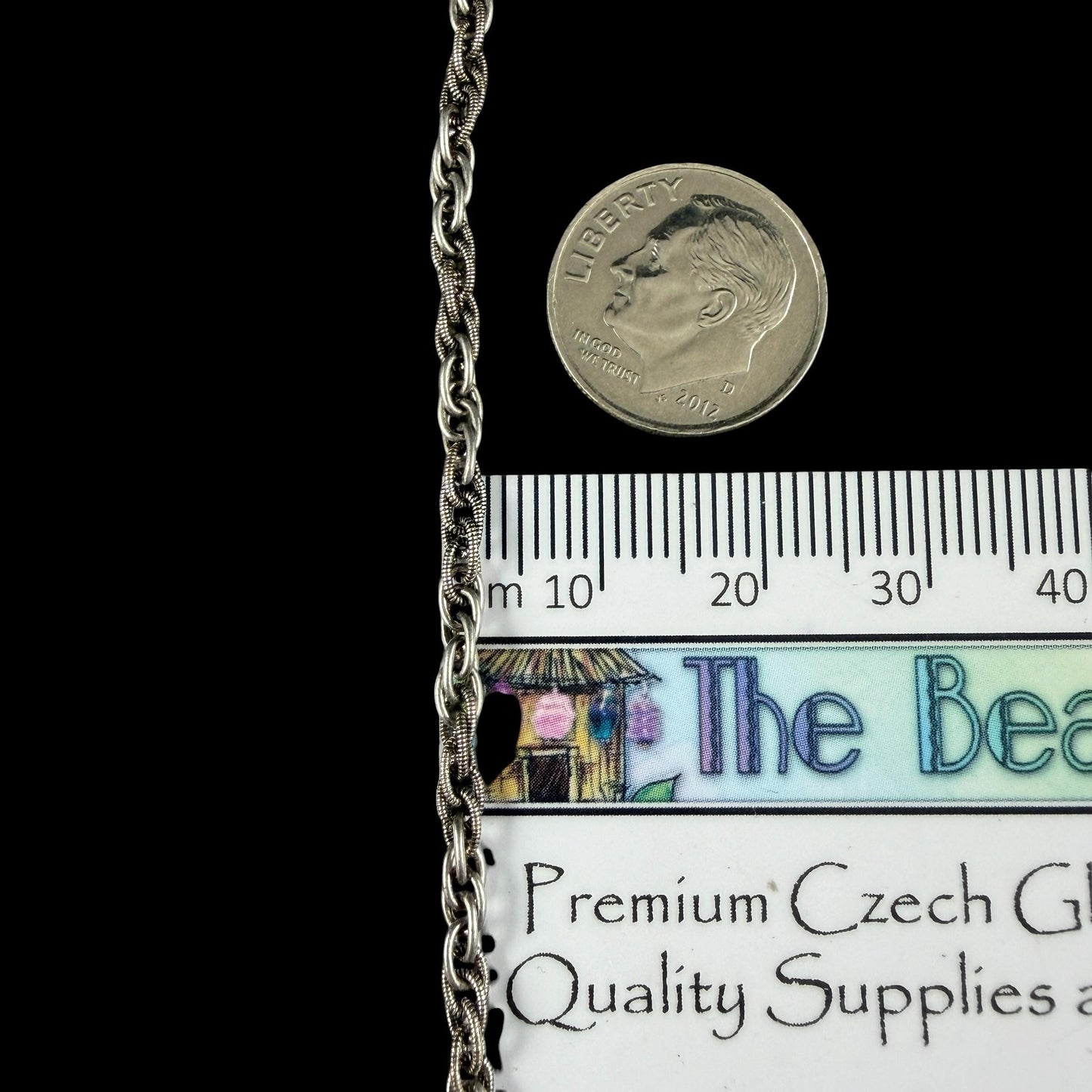 Chain by the Foot - 3mm Spiga Rope Spiral Chain - Antiqued Silver Plated Brass (CH-870AS) * 18" Length