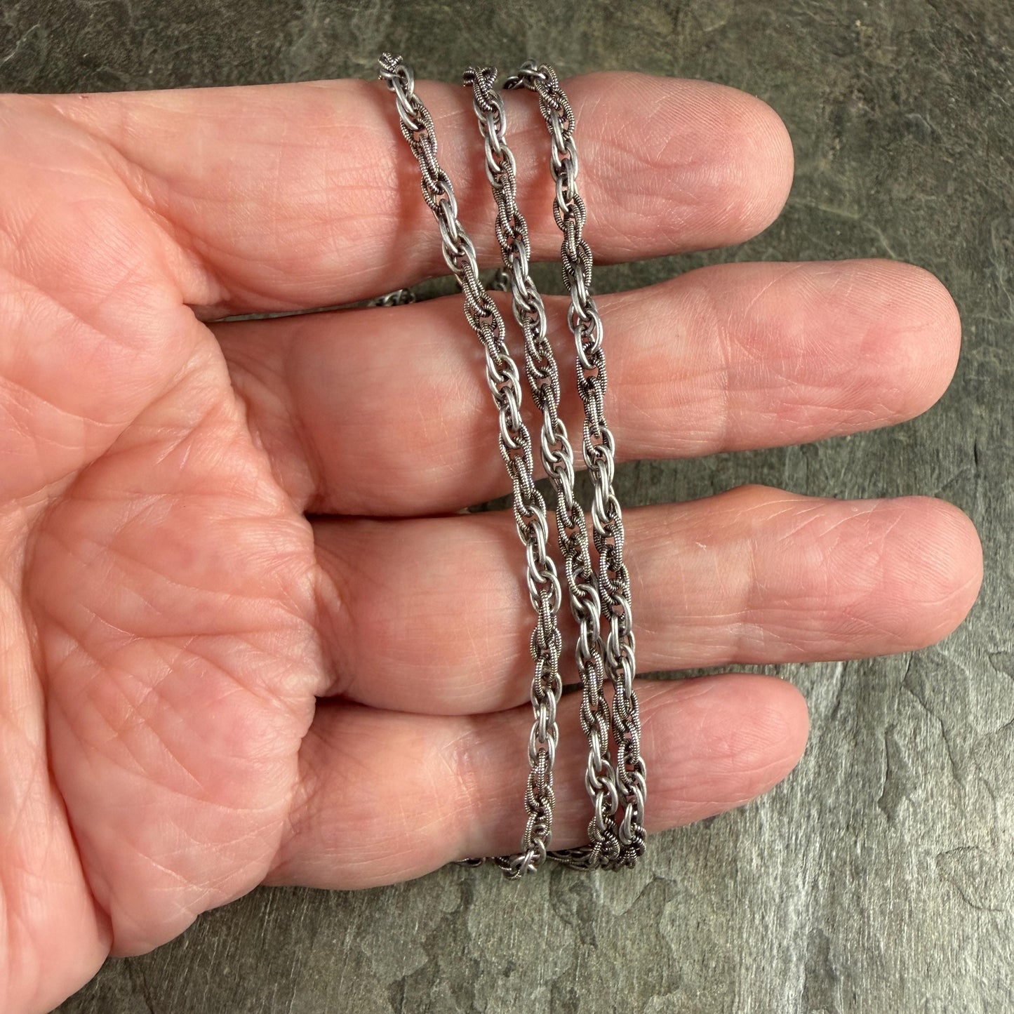 Chain by the Foot - 3mm Spiga Rope Spiral Chain - Antiqued Silver Plated Brass (CH-870AS) * 18" Length