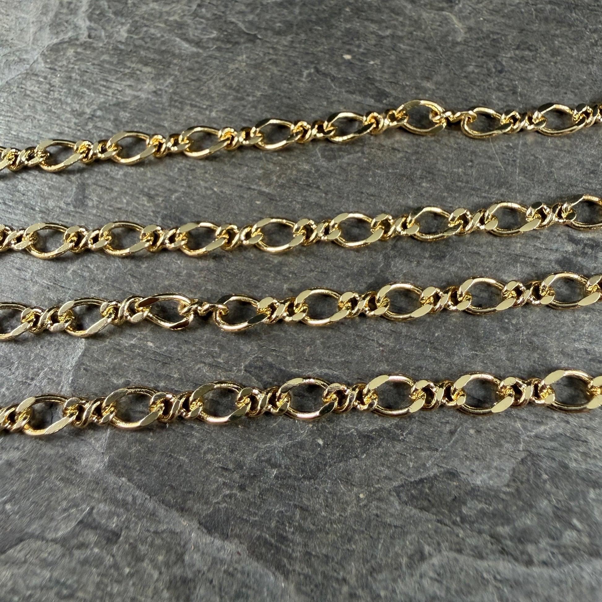 Chain by the Foot - 18k Gold Plated Brass Chain, 6.5x4mm Twisted Oval Links (F016-08G) * 18" Length