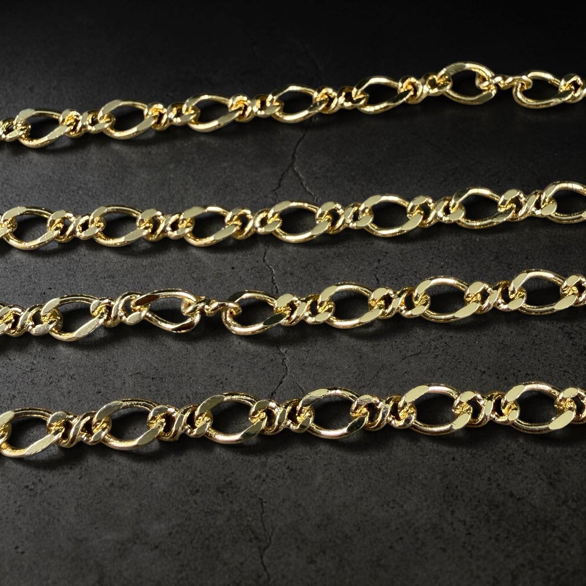 Chain by the Foot - 18k Gold Plated Brass Chain, 6.5x4mm Twisted Oval Links (F016-08G) * 18" Length