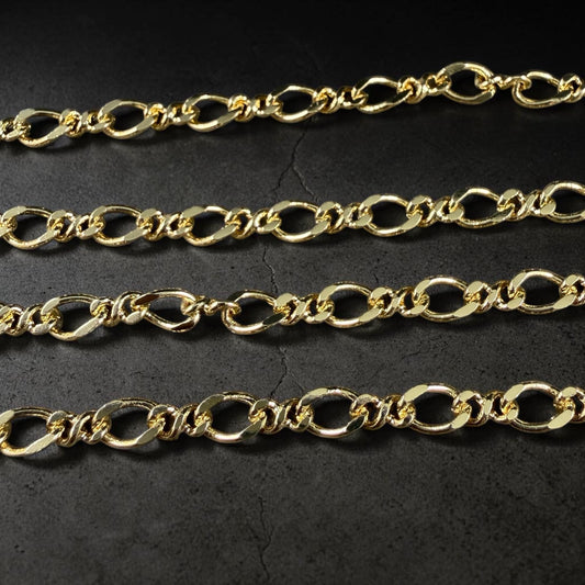 Chain by the Foot - 18k Gold Plated Brass Chain, 6.5x4mm Twisted Oval Links (F016-08G) * 18" Length
