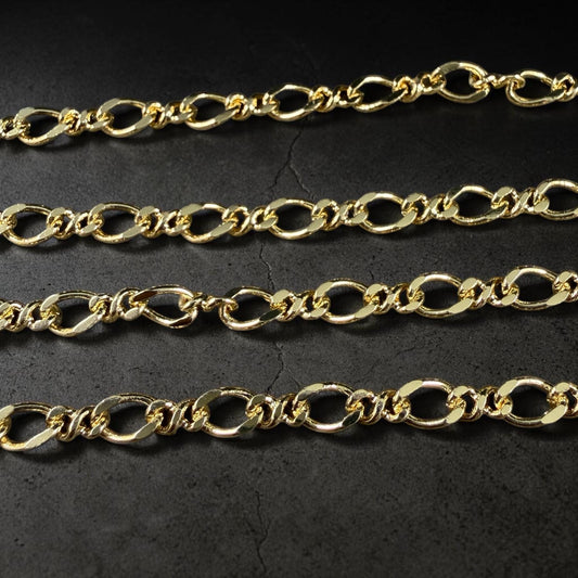 Chain by the Foot - 18k Gold Plated Brass Chain, 6.5x4mm Twisted Oval Links (F016-08G) * 18" Length