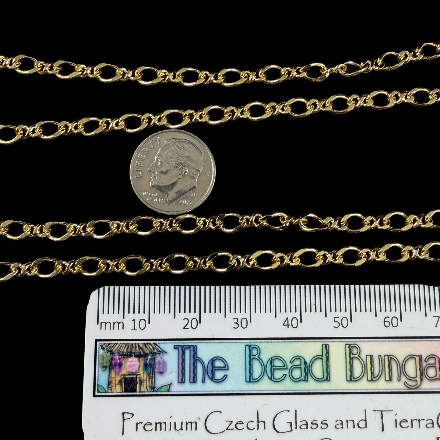 Chain by the Foot - 18k Gold Plated Brass Chain, 6.5x4mm Twisted Oval Links (F016-08G) * 18" Length