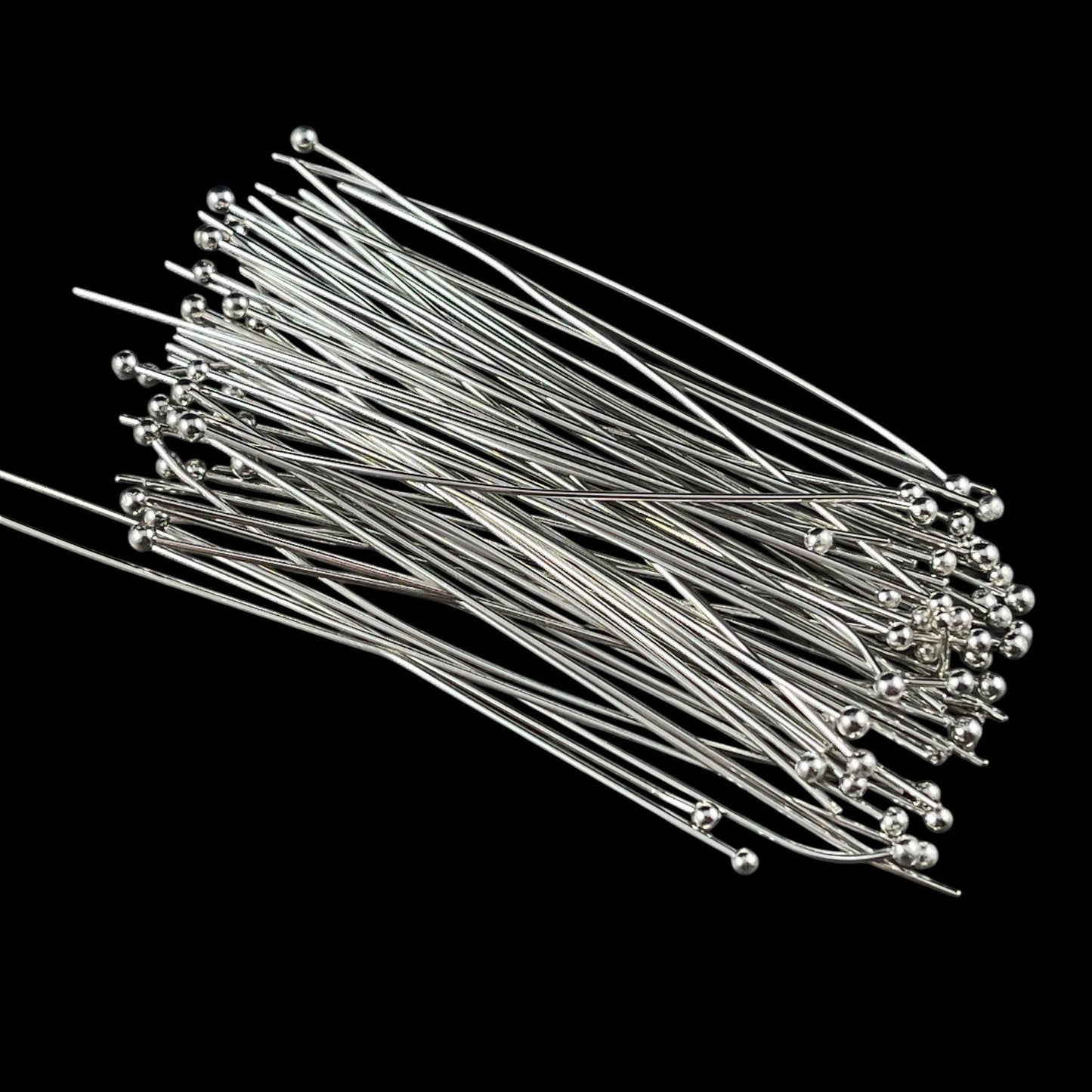 Antiqued Silver Ball Headpins - 2-1/4" 21g Platinum Plated Brass (YW0002-26C-P) * Qty. 100
