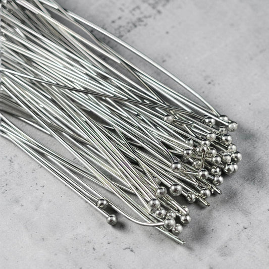 Antiqued Silver Ball Headpins - 2-1/4" 21g Platinum Plated Brass (YW0002-26C-P) * Qty. 100