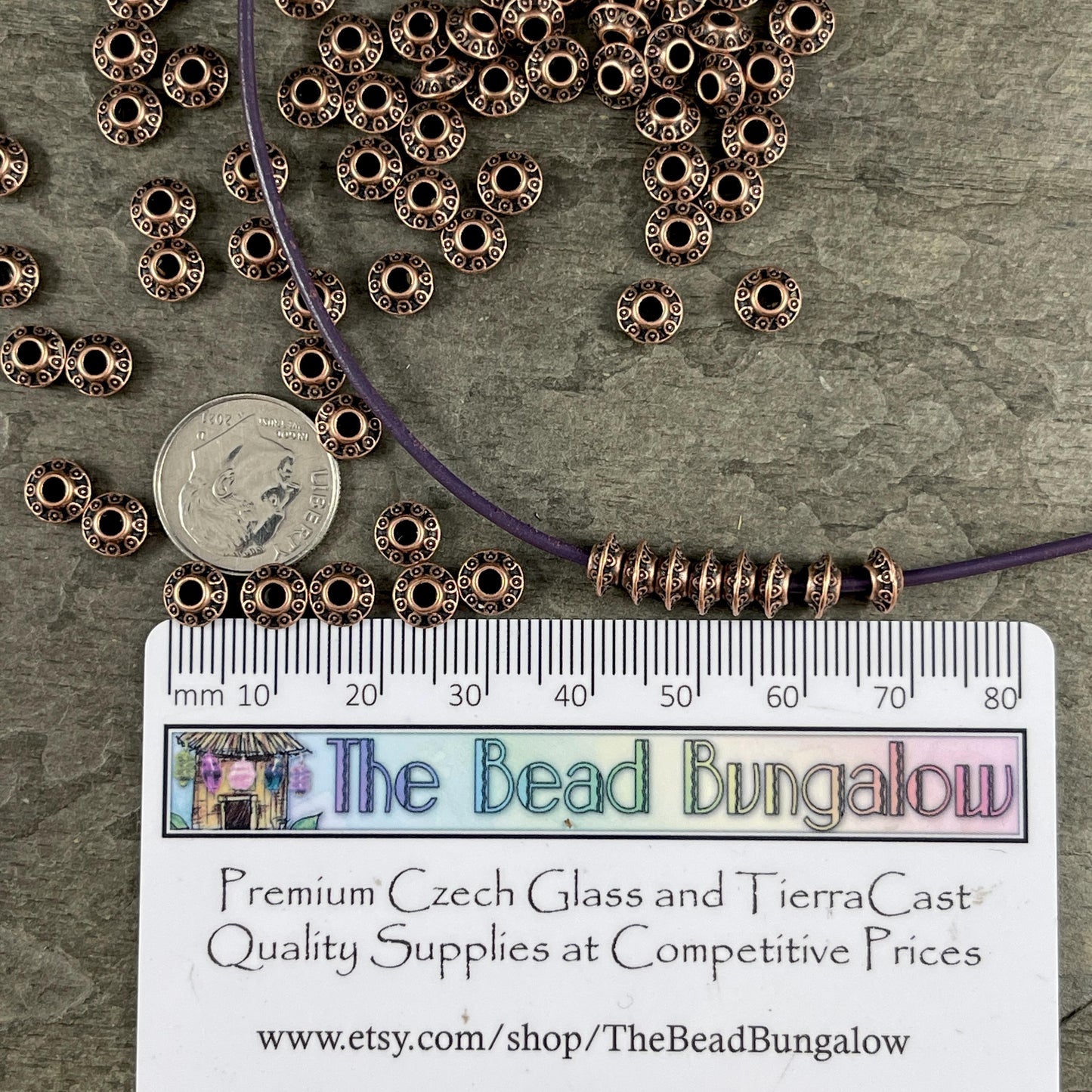 Antiqued Copper Bicone Spacer - 6x3mm Saucer Beads (0725Y-RLF) * 100 Beads