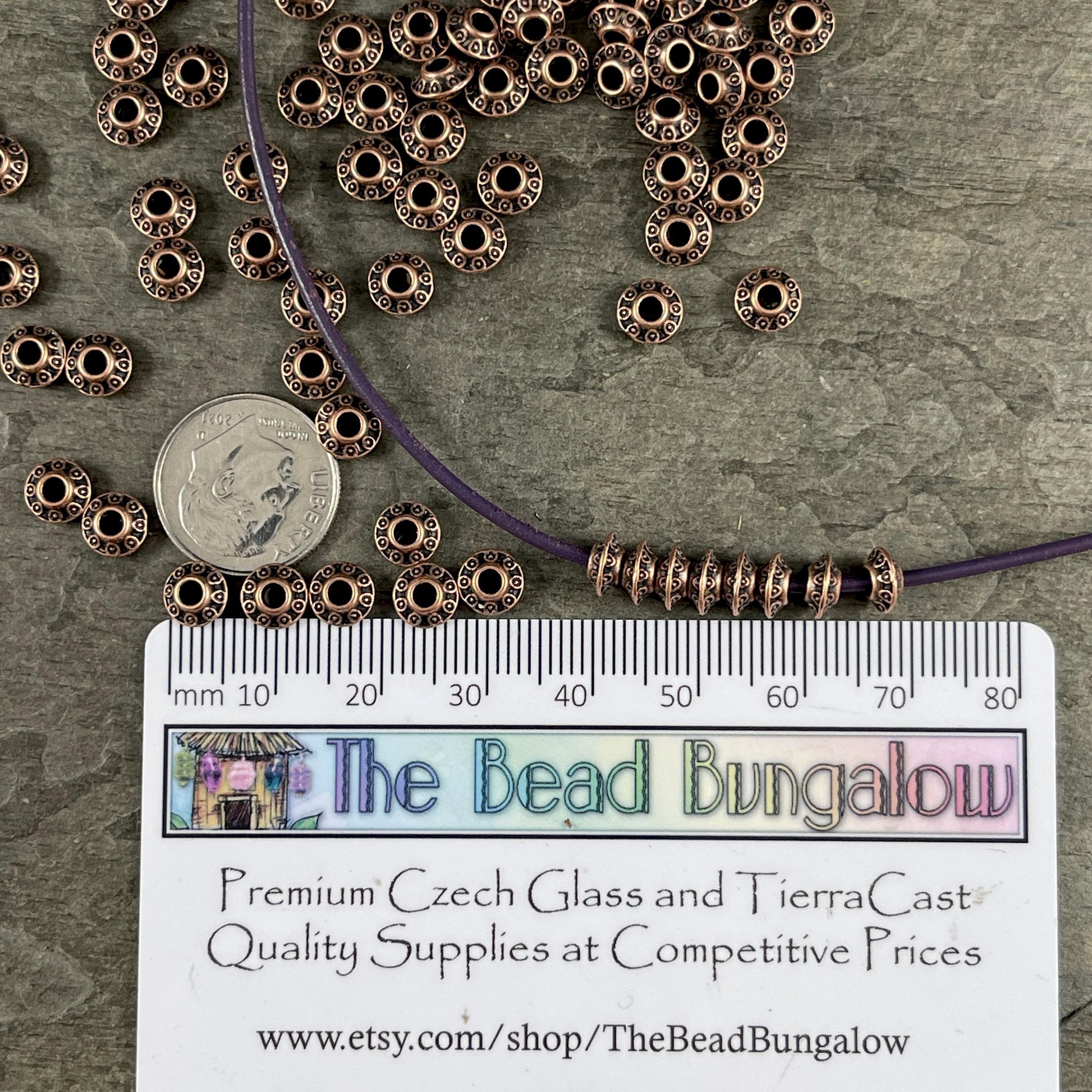 Antiqued Copper Bicone Spacer - 6x3mm Saucer Beads (0725Y-RLF) * 100 Beads